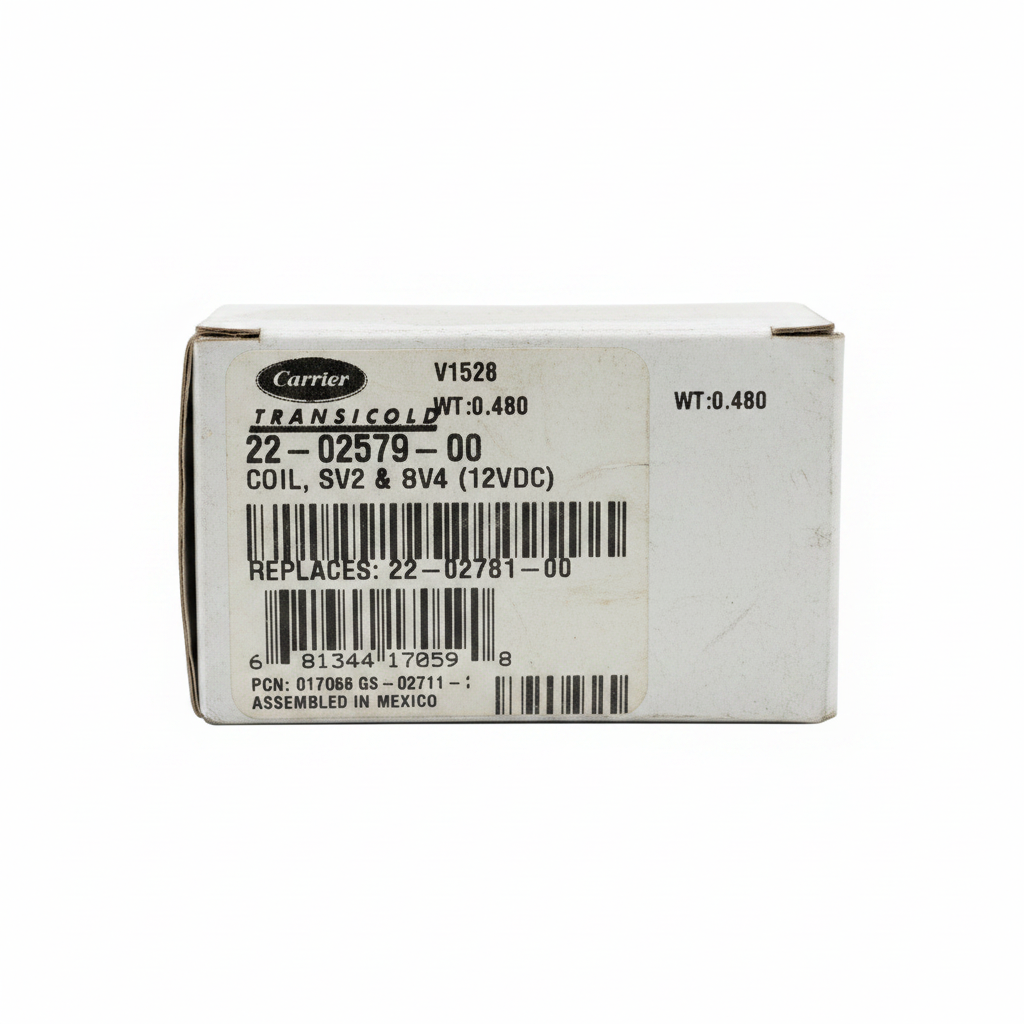 Carrier Transicold box label 22-02579-00 Coil SV2 SV4 12VDC